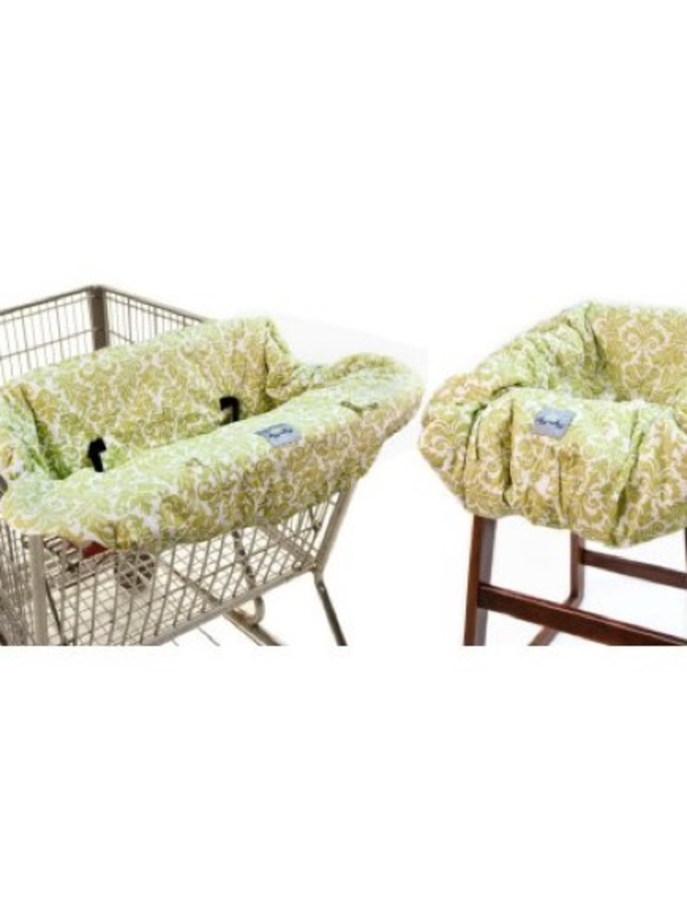 Itzy Ritzy Green Damask Shopping Cart Cover